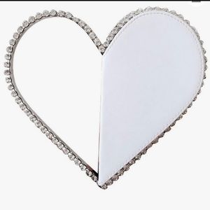 White And Rhinestone Heart Shaped Clutch Purse